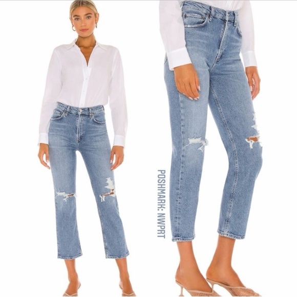 AGOLDE Wilde Ripped Straight Leg Whiplash Jeans 25 - Picture 1 of 9